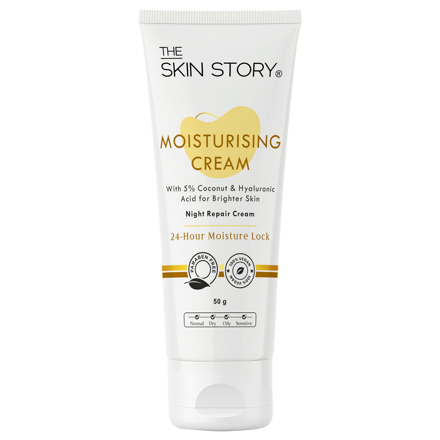 Moisturising Night Cream 5% Coconut Oil Deep Nourishing & Brightening 50g