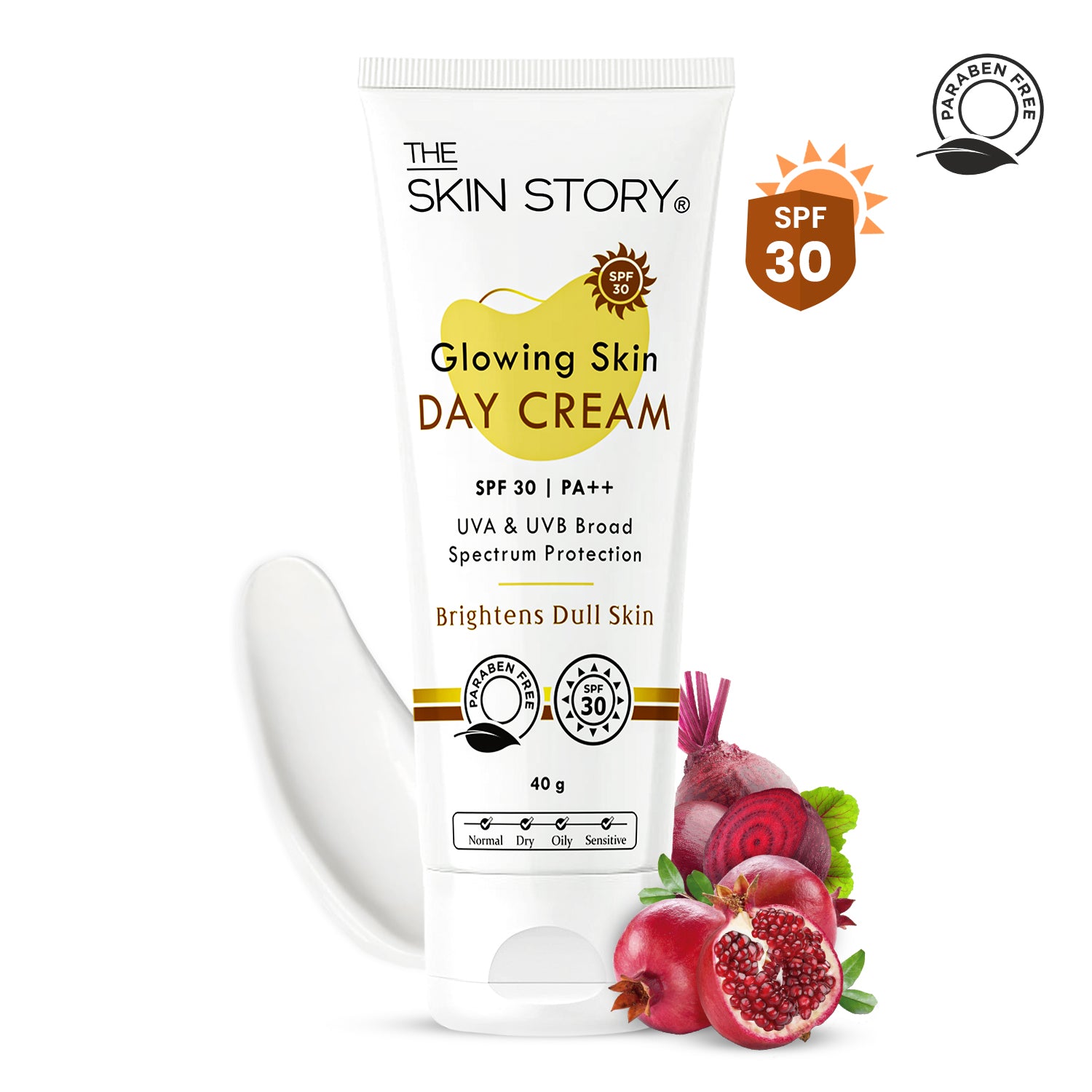 Glowing Skin Day Cream SPF 30 | Hydrates & Brightens | Beetroot & Pomegranate | 40g
