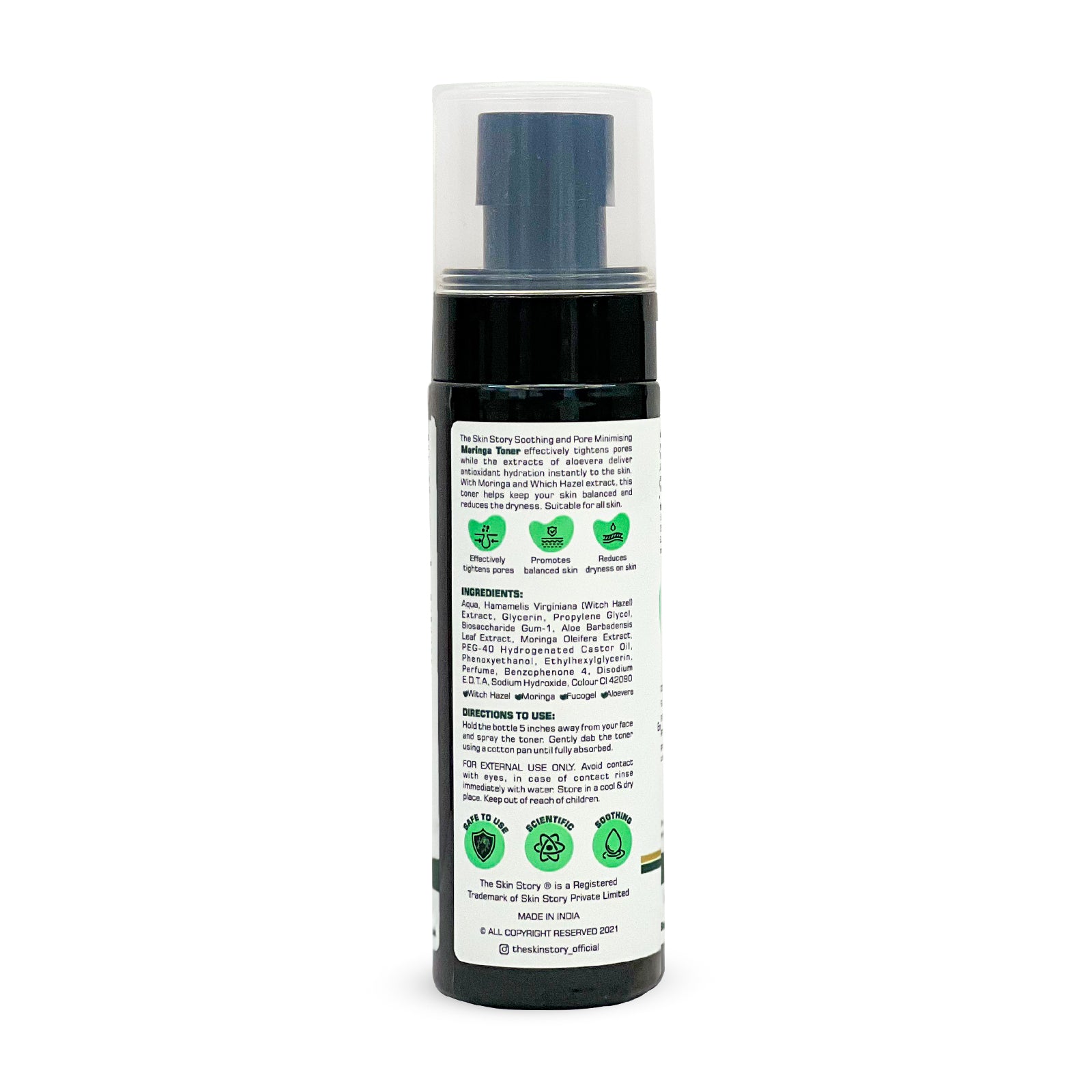 Face Toner Soothing & Pore Minimising Hydrates Skin Moringa Witch Hazel 100ml