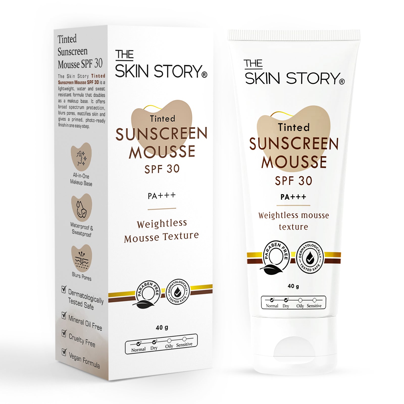 Tinted Sunscreen Mousse | SPF 30 | Protects & Enhances Skin Tone | 40g