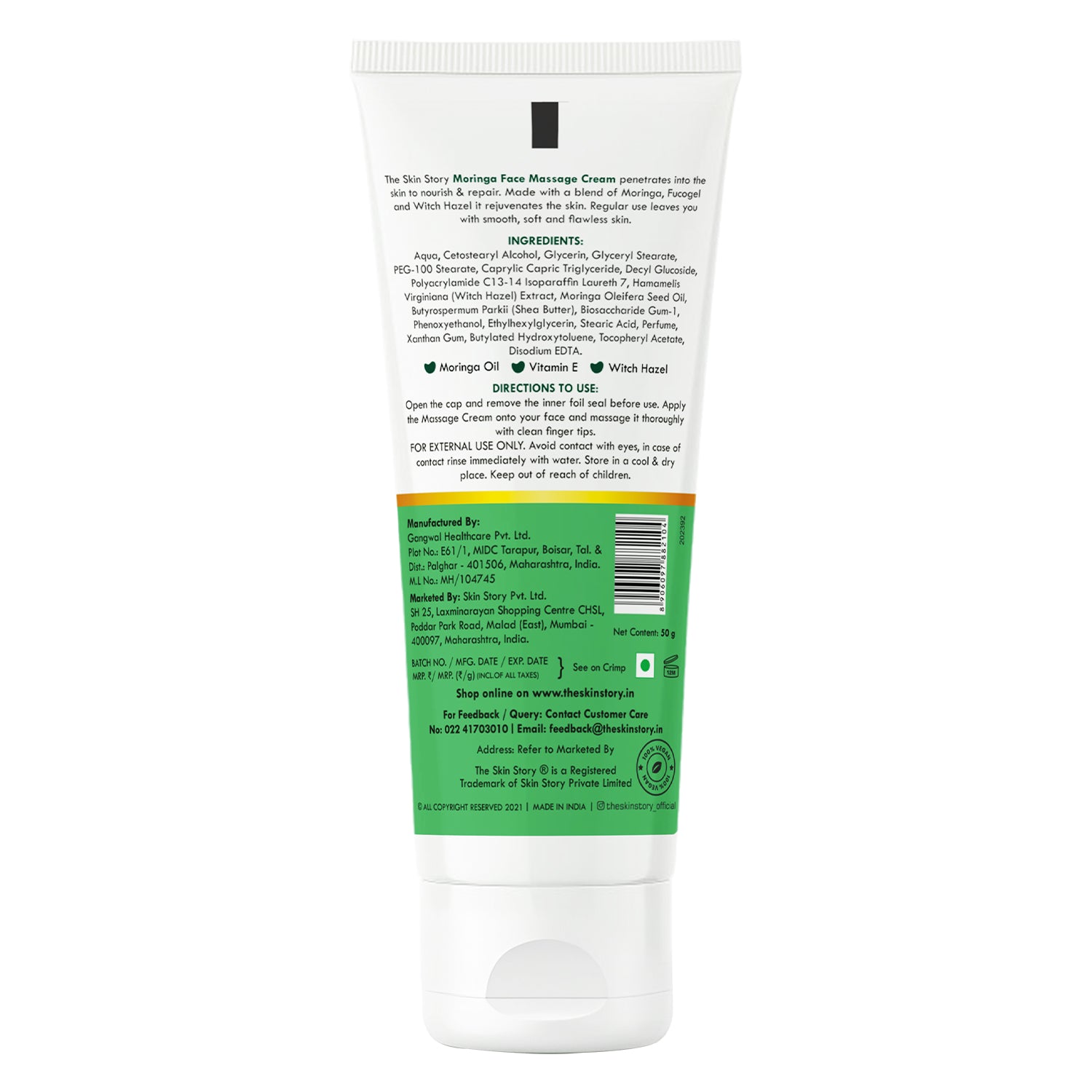 Moringa Face Massage Cream | Detoxifies & Nourishes Healthy Glow | 50g