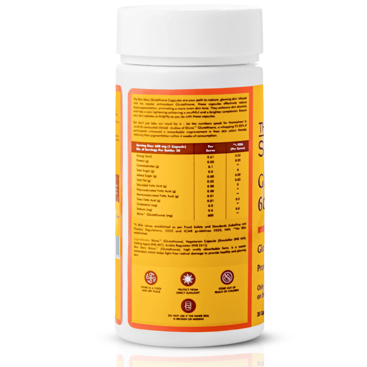 Glutathione Capsule 600mg | Promotes Even-Toned, Youthful Skin | 30 Capsules