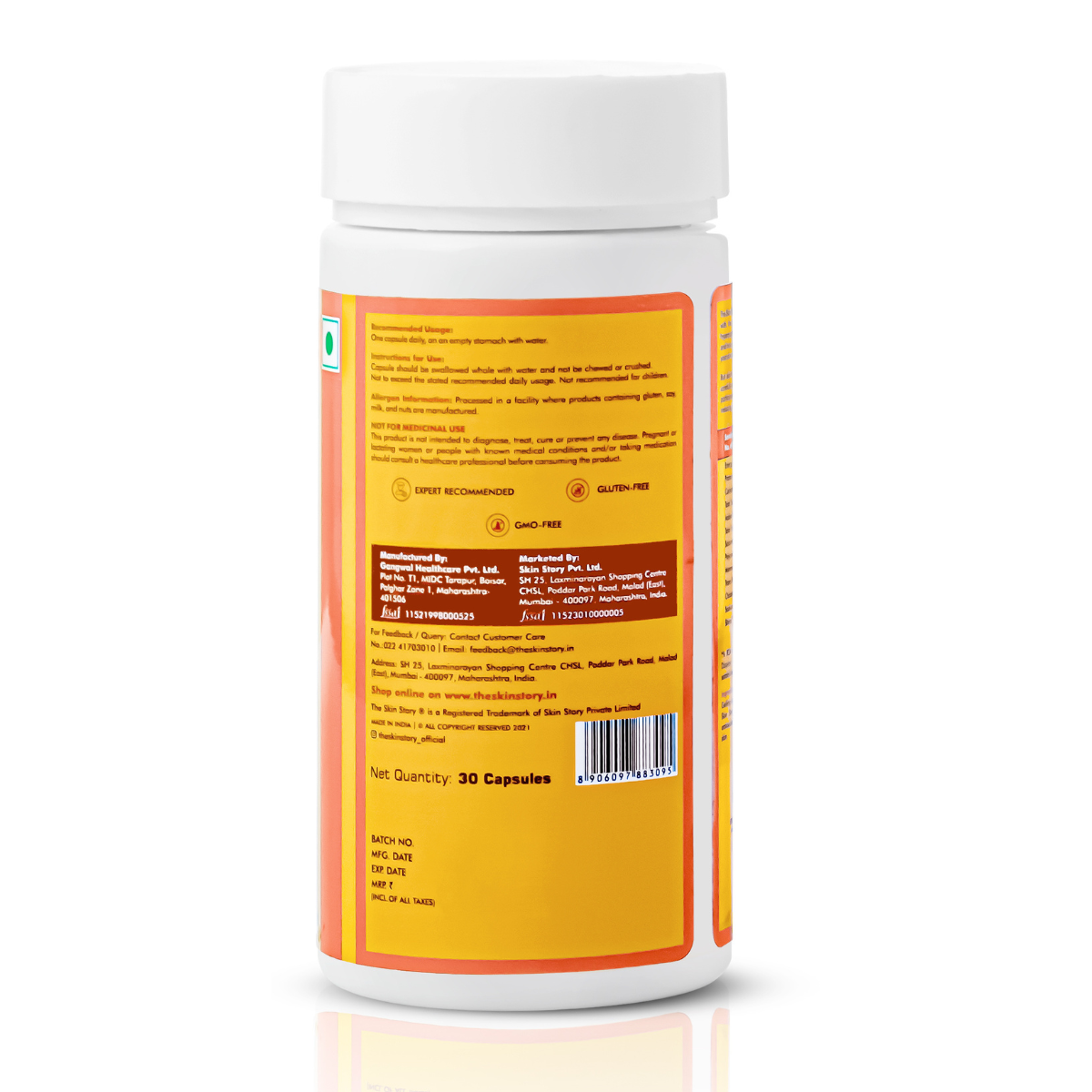 Glutathione Capsule 600mg | Promotes Even-Toned, Youthful Skin | 30 Capsules