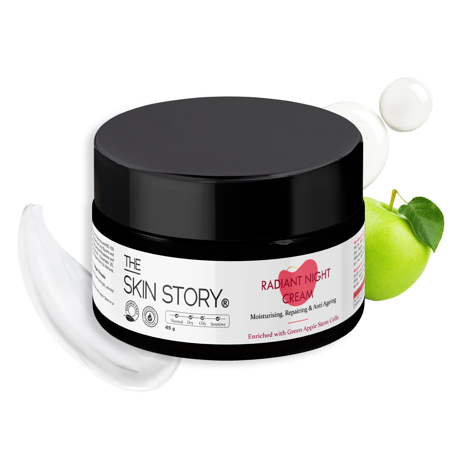 Radiant Night Cream | Fights Fine Lines & Wrinkles | Green Apple Stem Cells | 45g