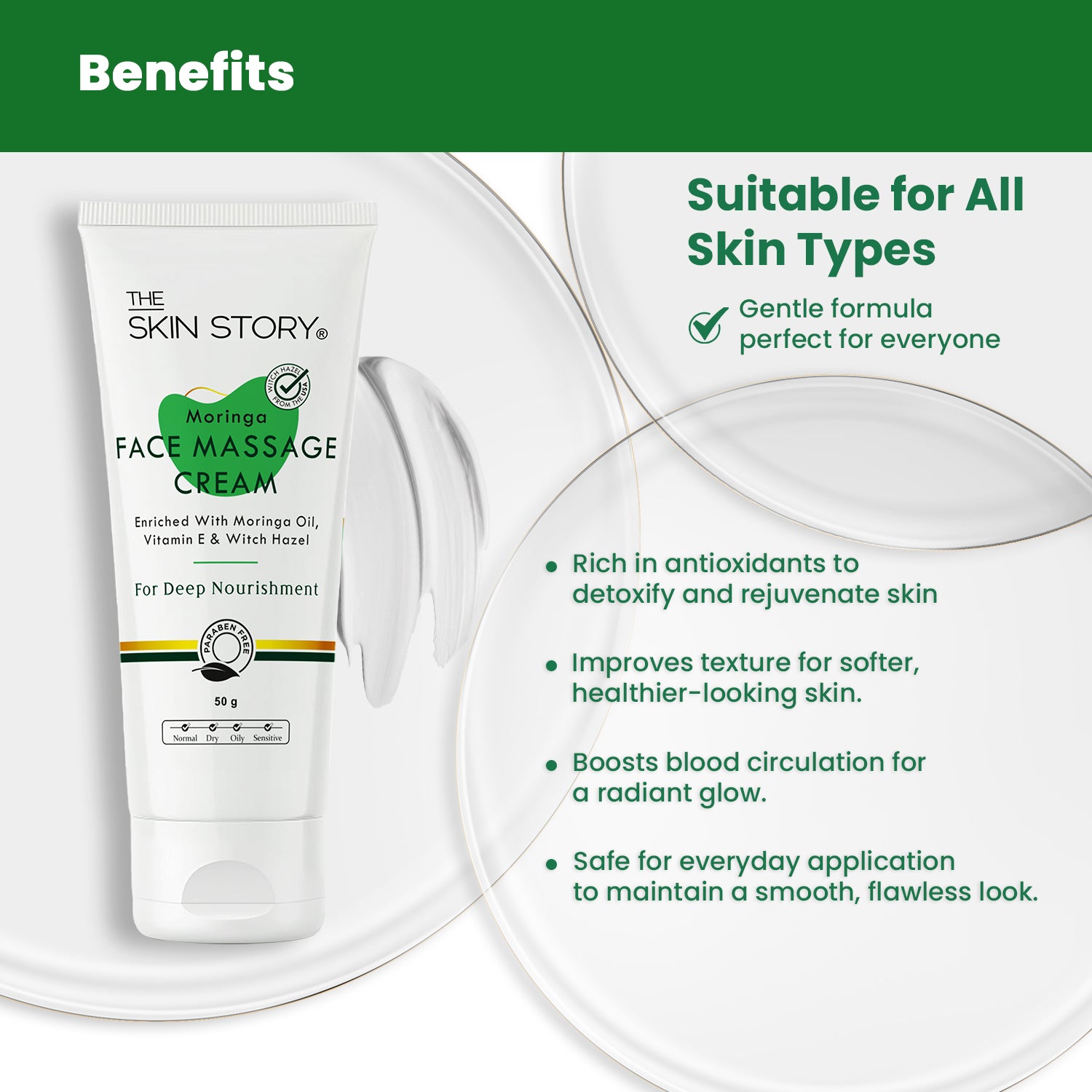 Moringa Face Massage Cream | Detoxifies & Nourishes Healthy Glow | 50g