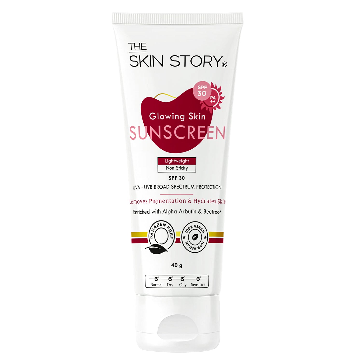 Glowing Skin Sunscreen SPF 30 PA++ | Brightens & Protects | Beetroot & Alpha Arbutin | 40g