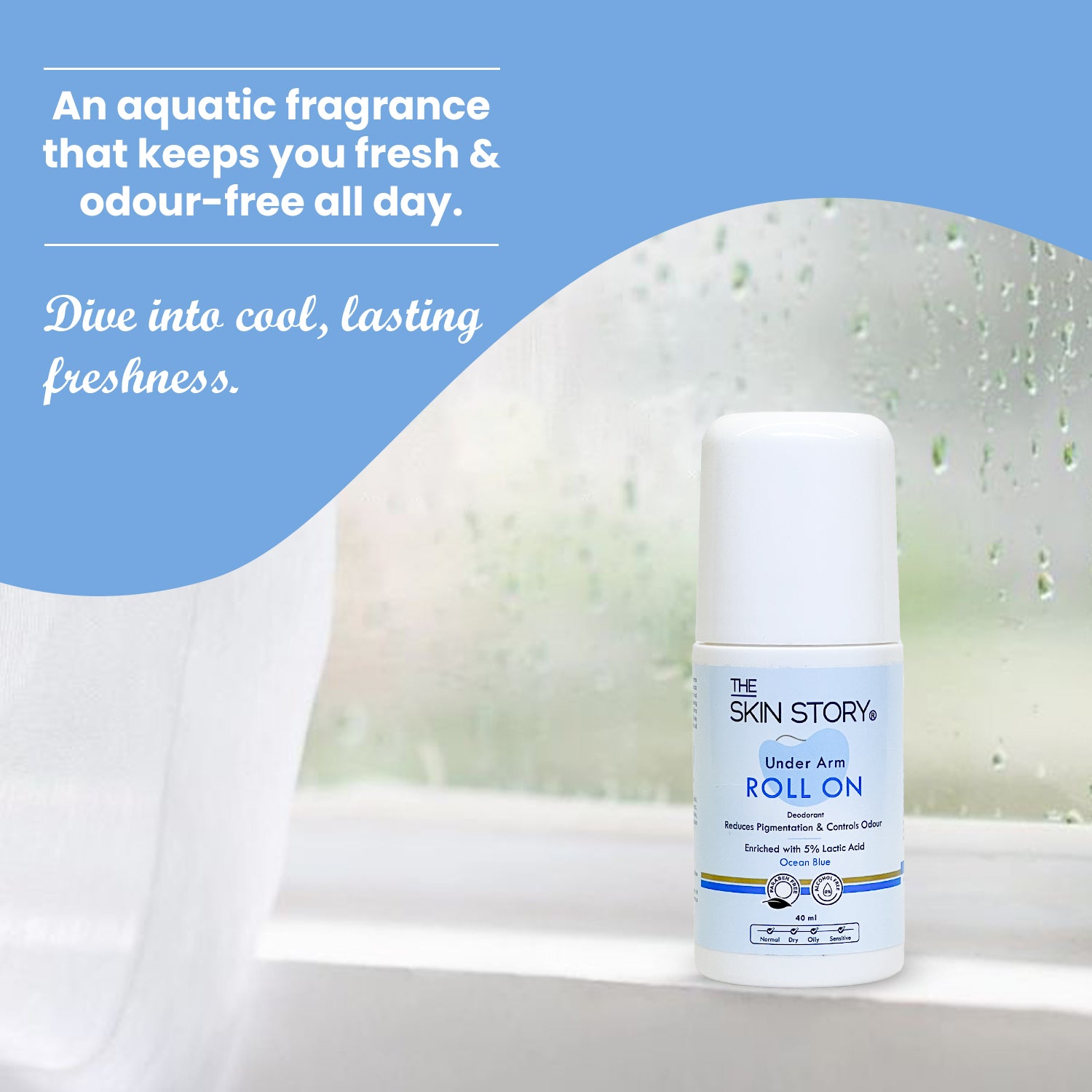 Under Arm Roll On Lactic Acid 5% Odour Control & Reduces Underarm Pigmentation 20 ml