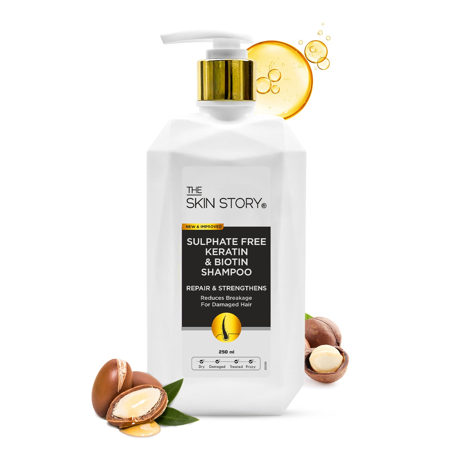 Sulphate Free Keratin & Biotin Shampoo Repairs Damaged Hair 250ml