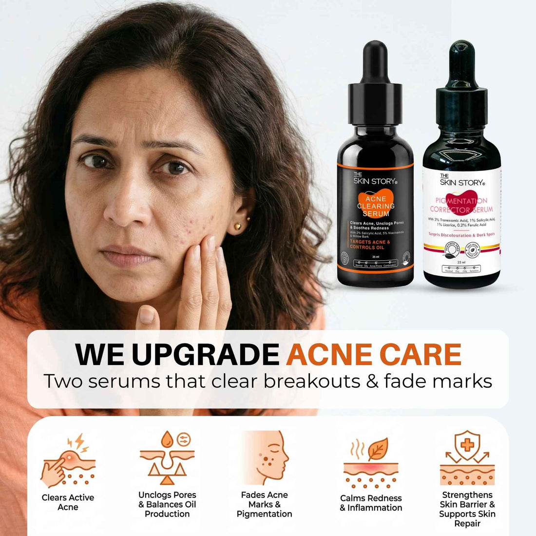 2 Step Active Acne + Marks Regime with Serums - The Skin Story -