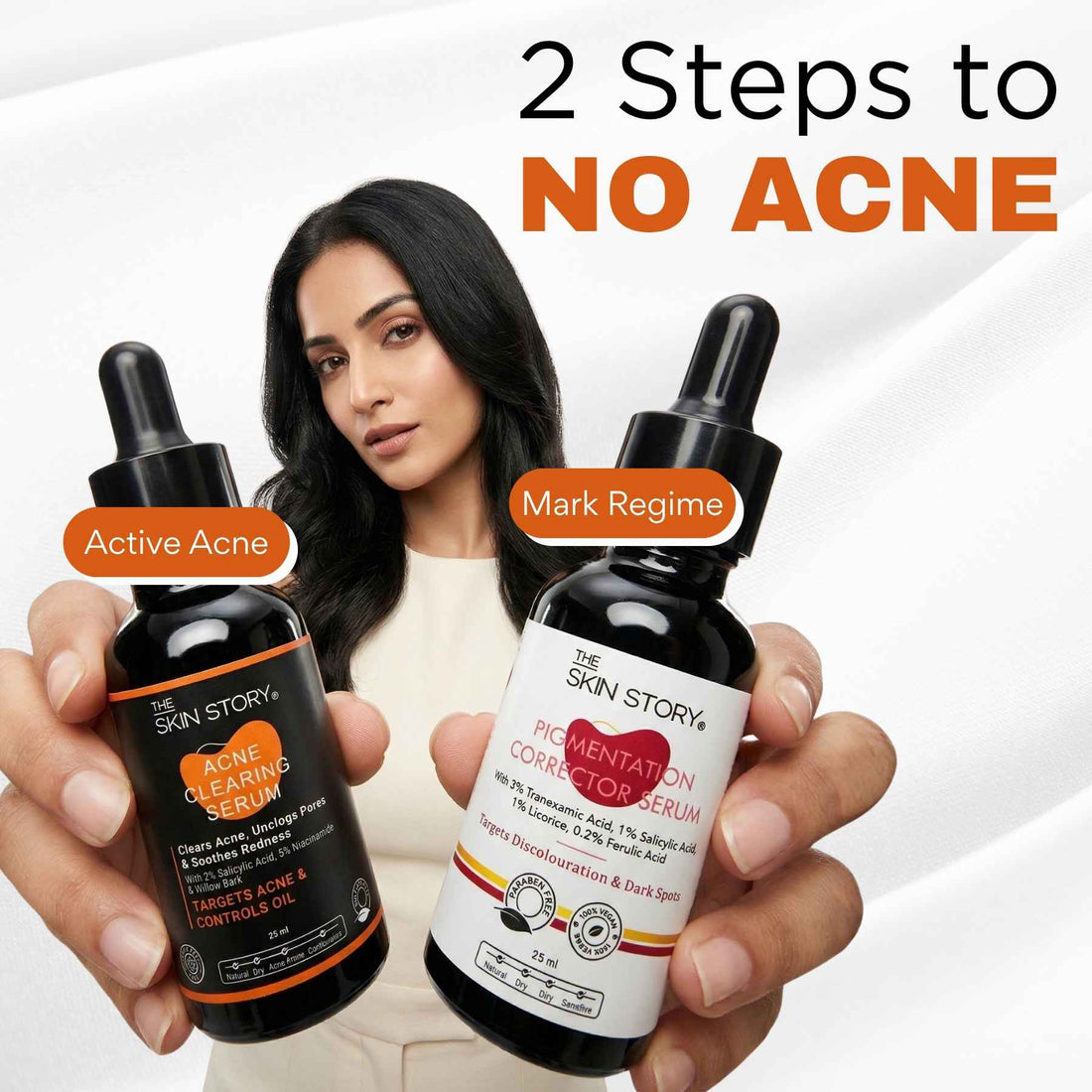 2 Step Active Acne + Marks Regime with Serums - The Skin Story -