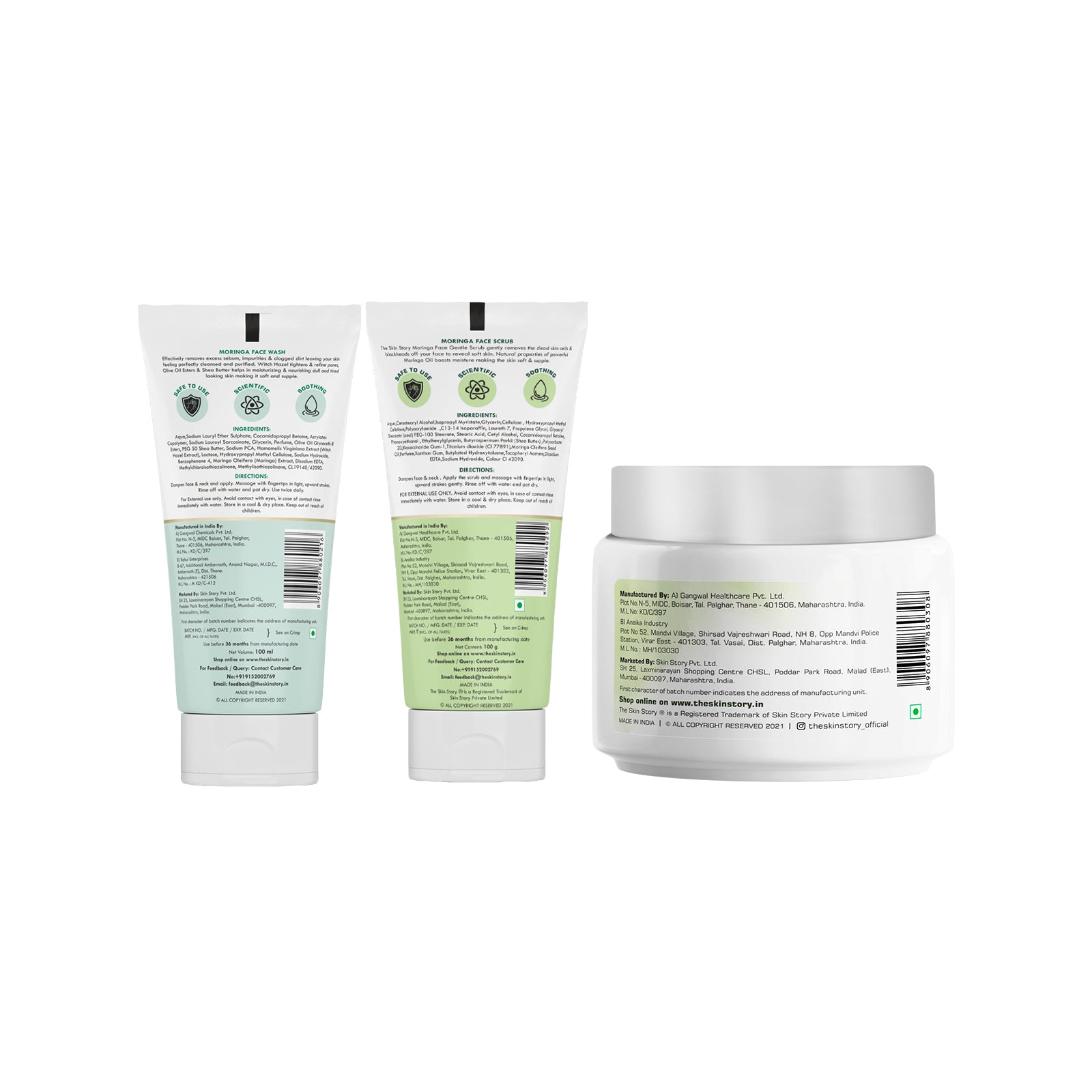 Face Care Kit for Dull Skin (Face Wash + Face Scrub + Face Pack) Deep Cleansing & Moisturisation | Moringa Care