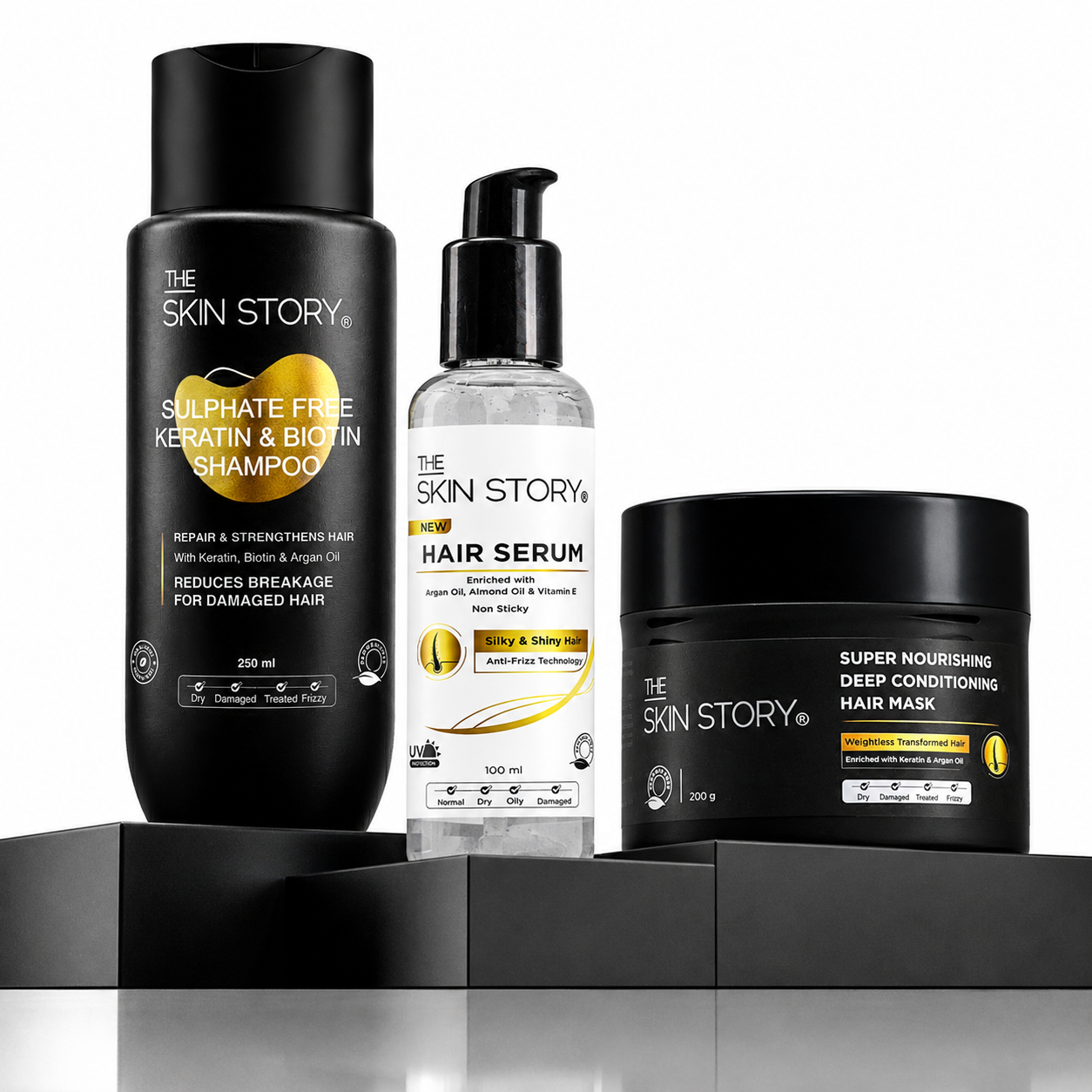 Sulphate Free Keratin Shampoo, Hair Serum & Hair Mask