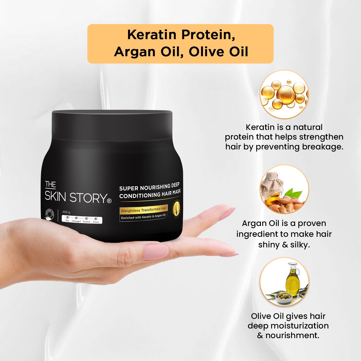 Deep Conditioning Hair Repair & Nourish Mask Strengthening Keratin & Argan Oil 450g