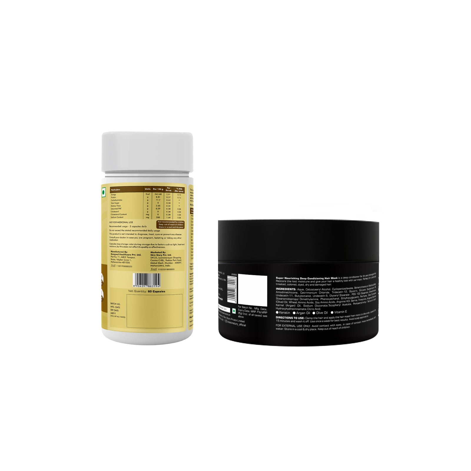 The Skin Story Nourishing Hair Care Duo | for Healthy and Beautiful Hair | Gorgeous Hair Multivitamin Capsules, Heat Protection Serum |