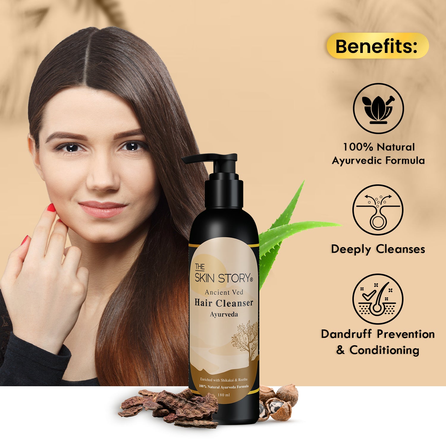 The Skin Story Ancient Ved Hair Cleanser | Ayurvedic Hair Cleanser | Amla, Brahmi & Bhringraj | 180 ml