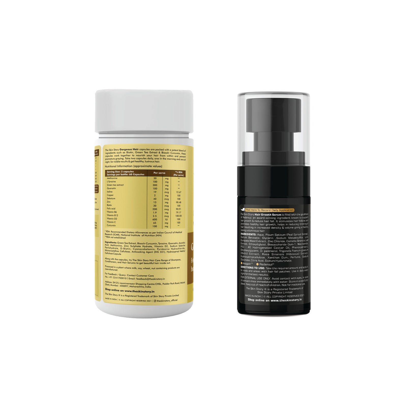 The Skin Story Gorgeous Hair Duo | for Healthy and Beautiful Hair | Gorgeous Hair Multivitamin Capsules, Hair Growth Serum