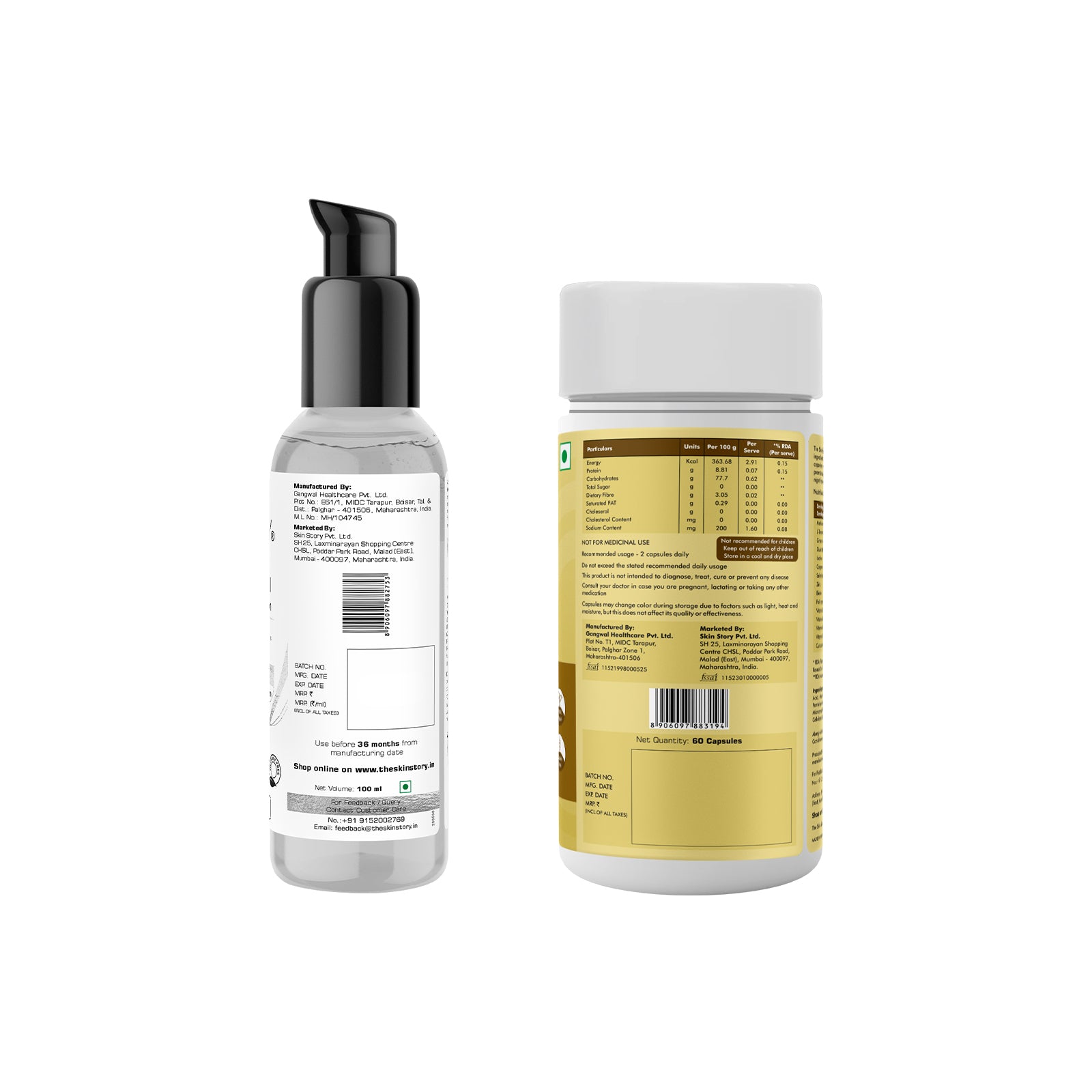The Skin Story Hair Care for Damage Protection | for Healthy and Beautiful Hair | Gorgeous Hair Multivitamin Capsules, Heat Protection Serum