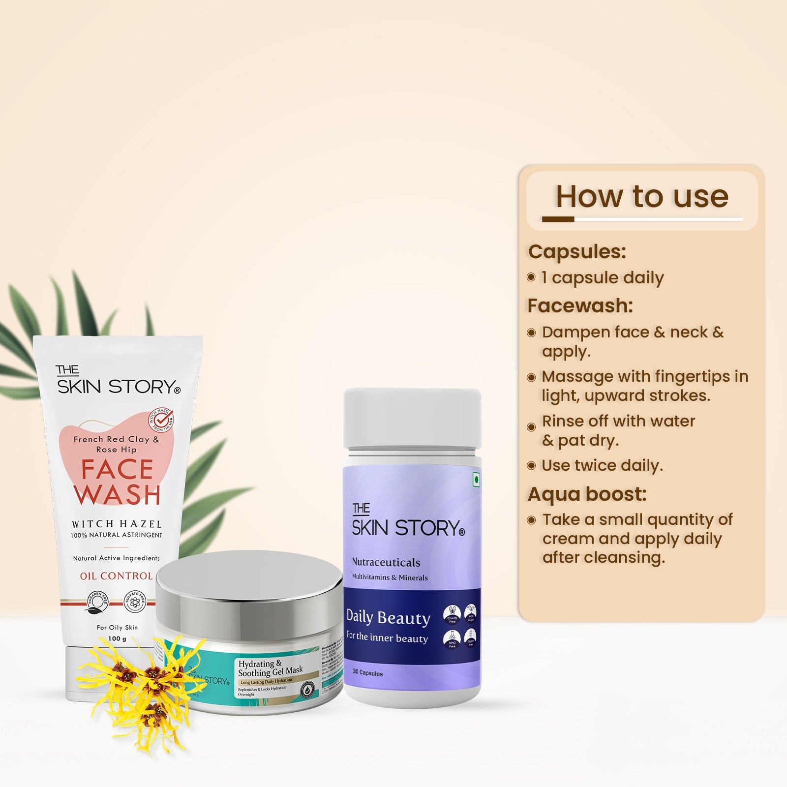 Oily Skin BFF | Ultra Restoring Gel Moisturizer | French Red Clay Facewash | Daily Beauty Multivitamins