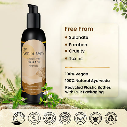 The Skin Story Ayurvedic Hair Growth Oil | Amla, Brahmi &amp; Bhringraj | All Hair Types | 100% Natural Ayurveda | 100 ml