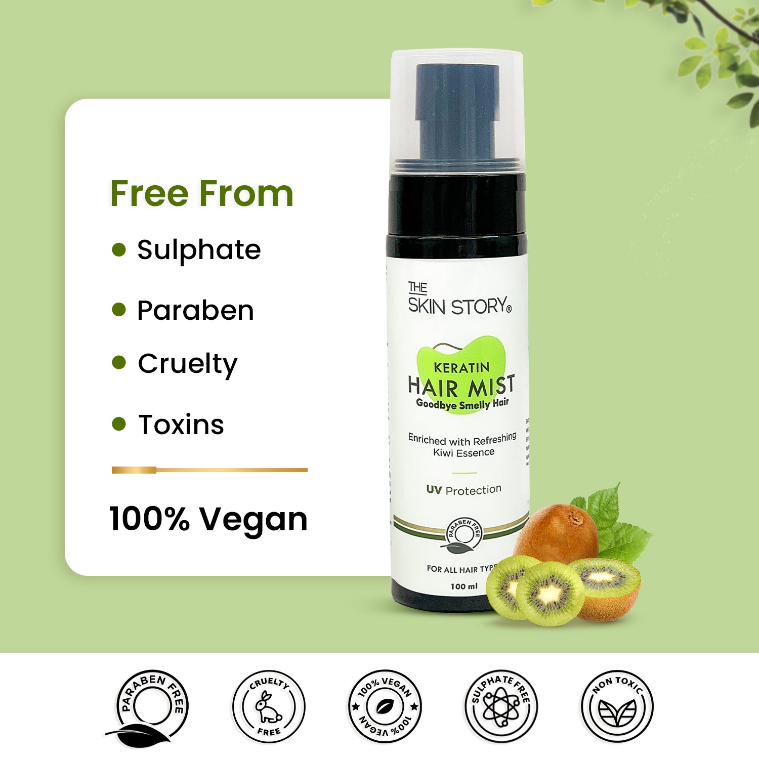 UV Protection Hair Mist | Sun Defense & Shine Boost | Kiwi & Olive Oil | 100ml