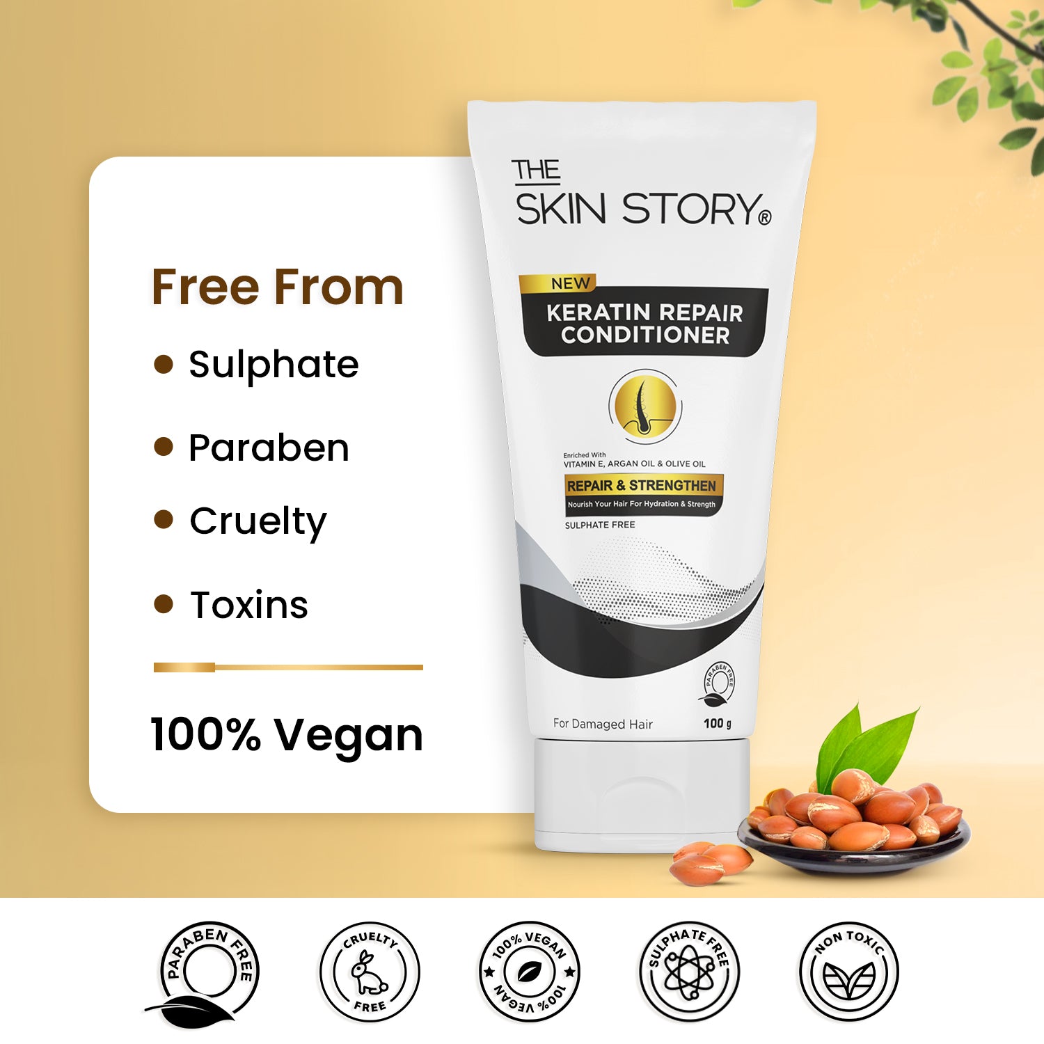 Sulphate-Free Keratin Conditioner Frizz Control & Deep Nourishment Keratin & Argan Oil 100g