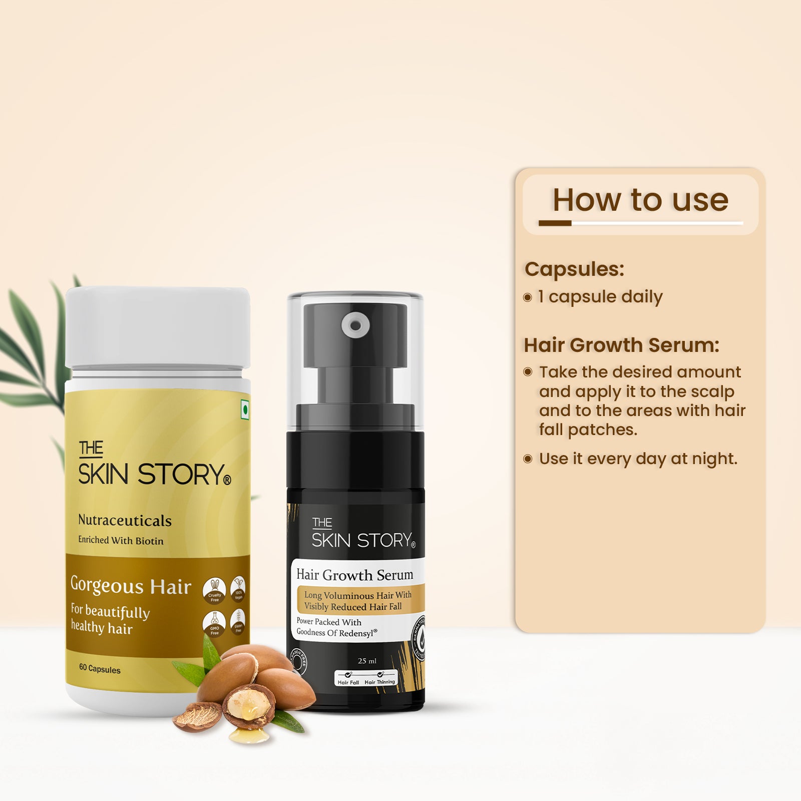 The Skin Story Gorgeous Hair Duo | for Healthy and Beautiful Hair | Gorgeous Hair Multivitamin Capsules, Hair Growth Serum