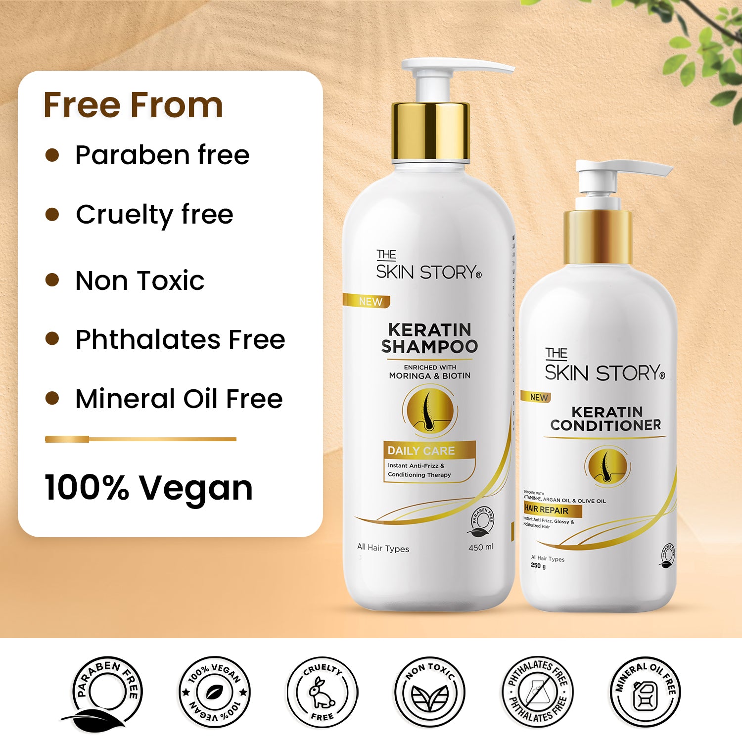 Shampoo Conditioner Keratin Hair Care Duo Anti Frizz Rescue 450ml and 250gm