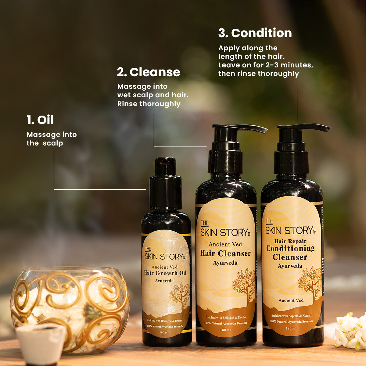 Ayurveda Shampoo, Conditioner & Oil Combo
