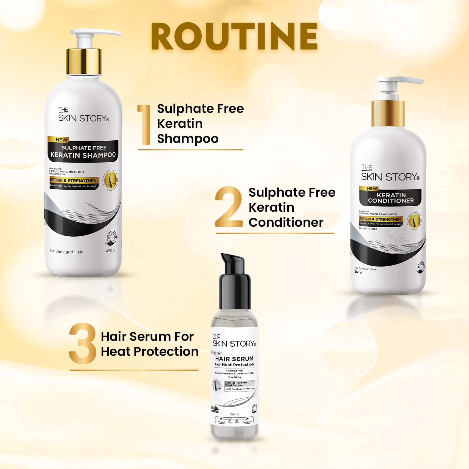 Sulphate Free Keratin & Biotin Shampoo | Soft & Frizz Free Hair | Split End & Damage Repair | For Dry Hair | 450ml