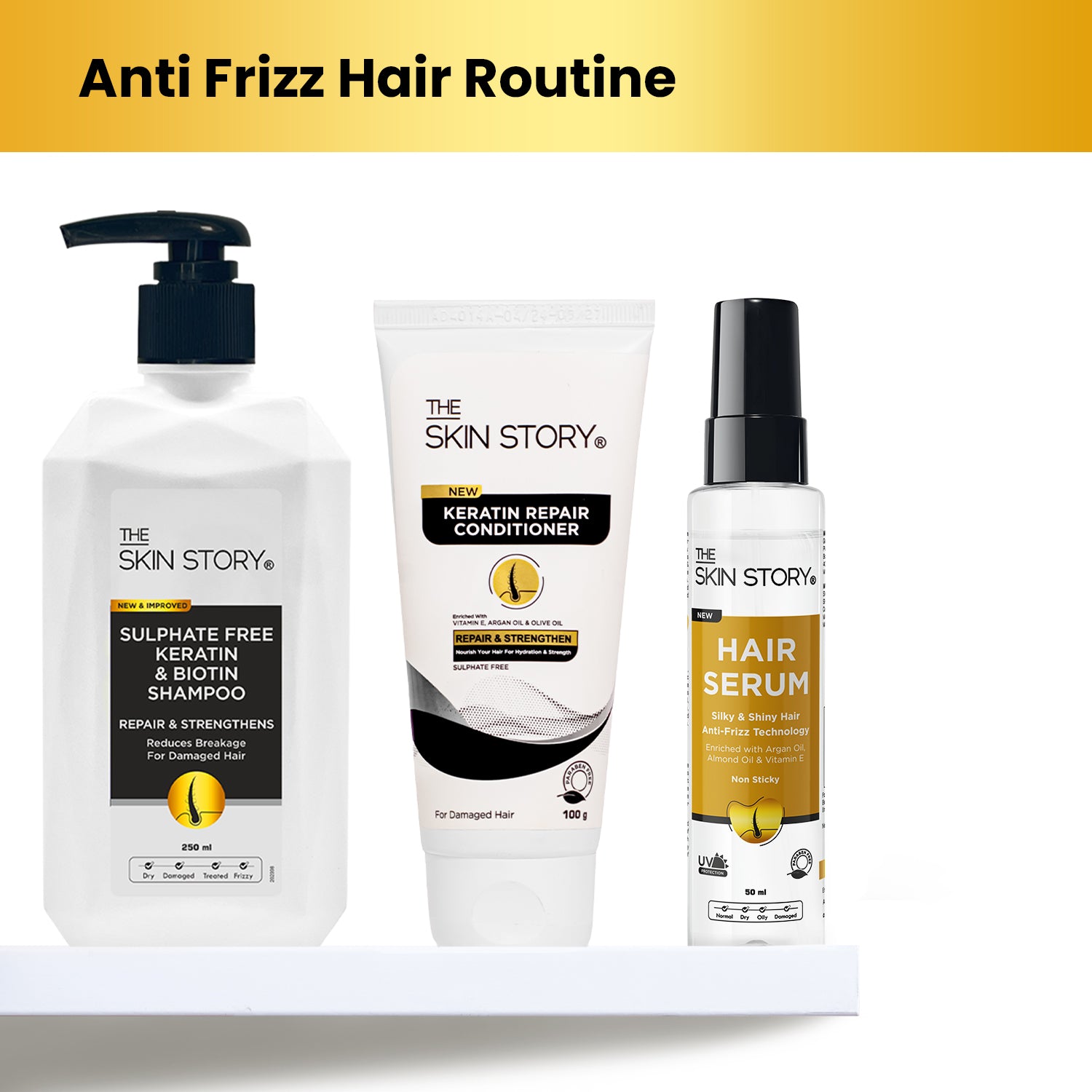 Anti-Frizz Hair Serum | Non-Sticky & UV Protection | Argan Oil & Almond Oil | 50ml
