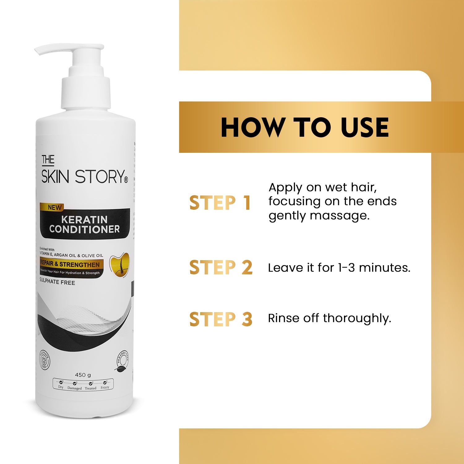 Sulphate Free Keratin Conditioner Strengthens & Restores Shine Keratin & Argan Oil 450g