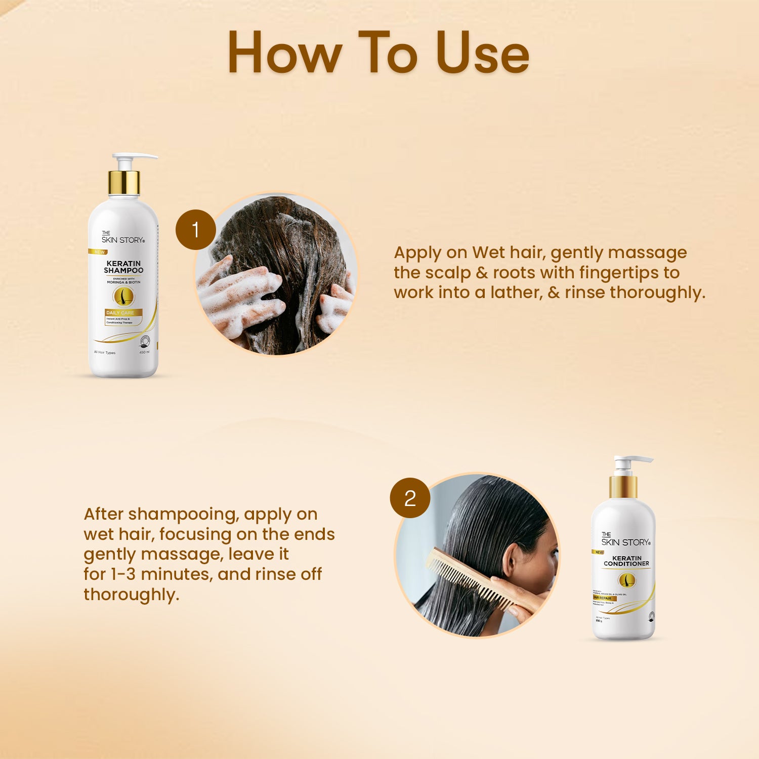Shampoo Conditioner Keratin Hair Care Duo Anti Frizz Rescue 450ml and 250gm