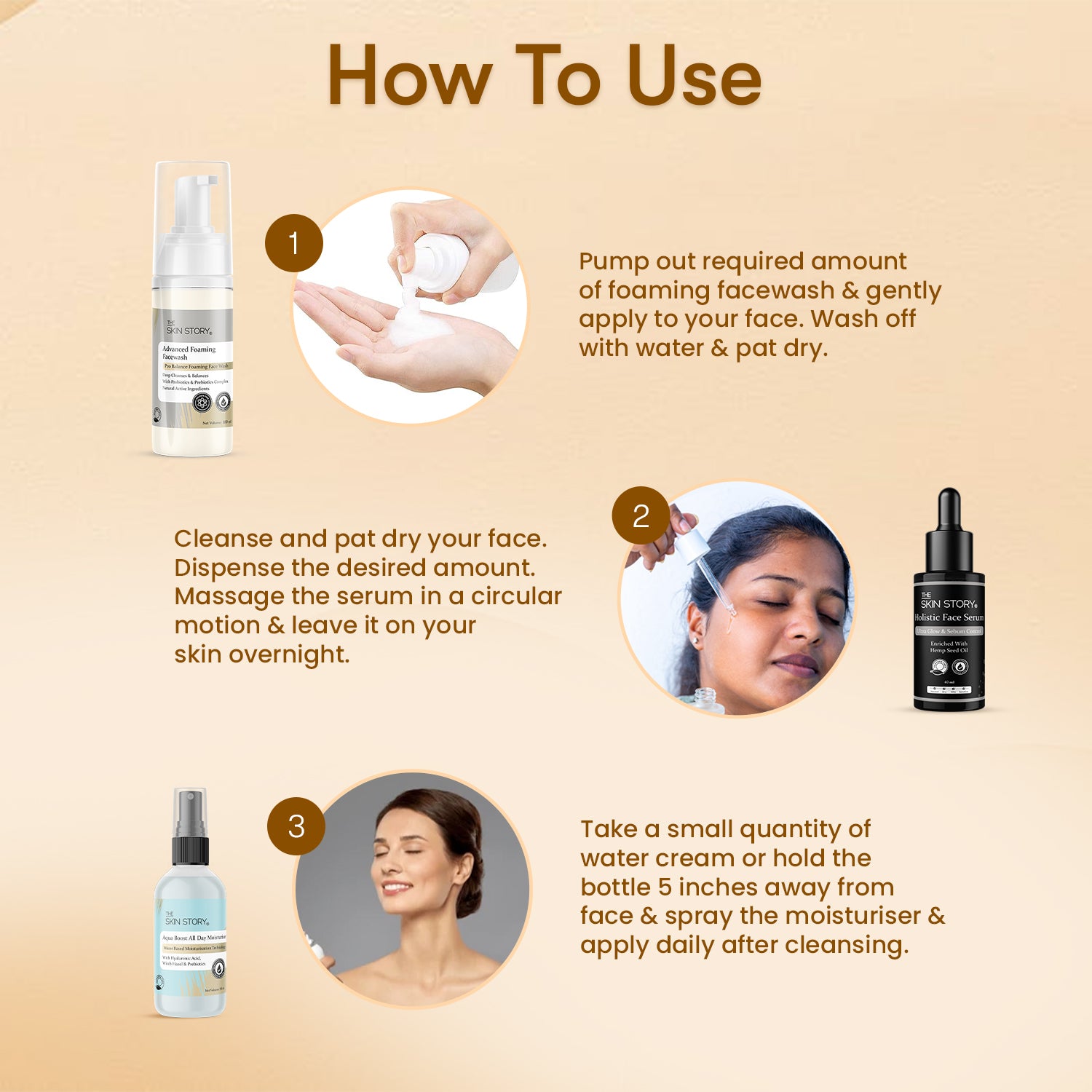 The Skin Story Oil Control Essentials Trio (CTM) (The Skin Story Advanced Foaming Facewash, 100ml The Skin Story Holistic Serum, 40ml The Skin Story Aqua Boost Moisturiser, 50ml)