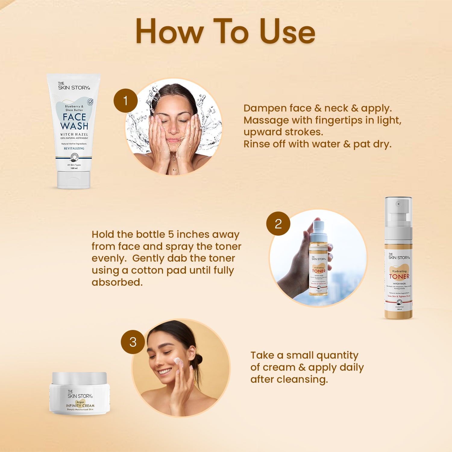 The Skin Story Simple Skincare Trio (CTM) (The Skin Story Blueberry Facewash, 100g The Skin Story Witch Hazel Toner, 100ml The Skin Story Argan Infinity Cream, 50g)