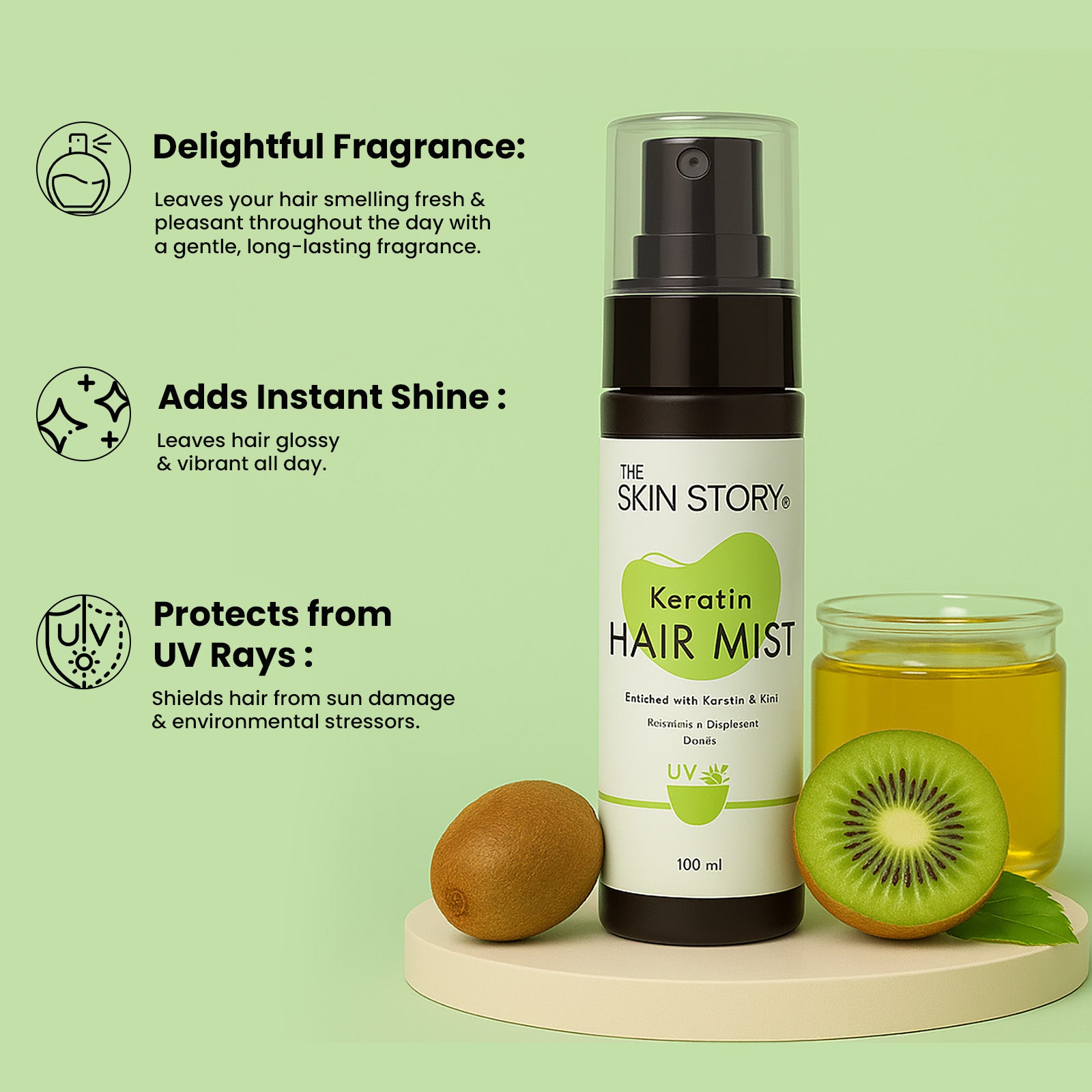 UV Protection Hair Mist | Sun Defense & Shine Boost | Kiwi & Olive Oil | 100ml