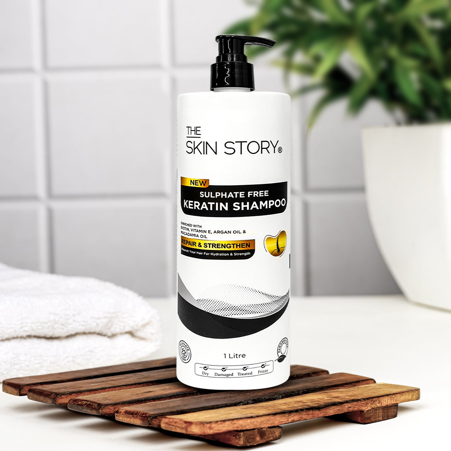 Sulphate Free Keratin & Biotin Shampoo Repairs Damaged Hair 1 Litre
