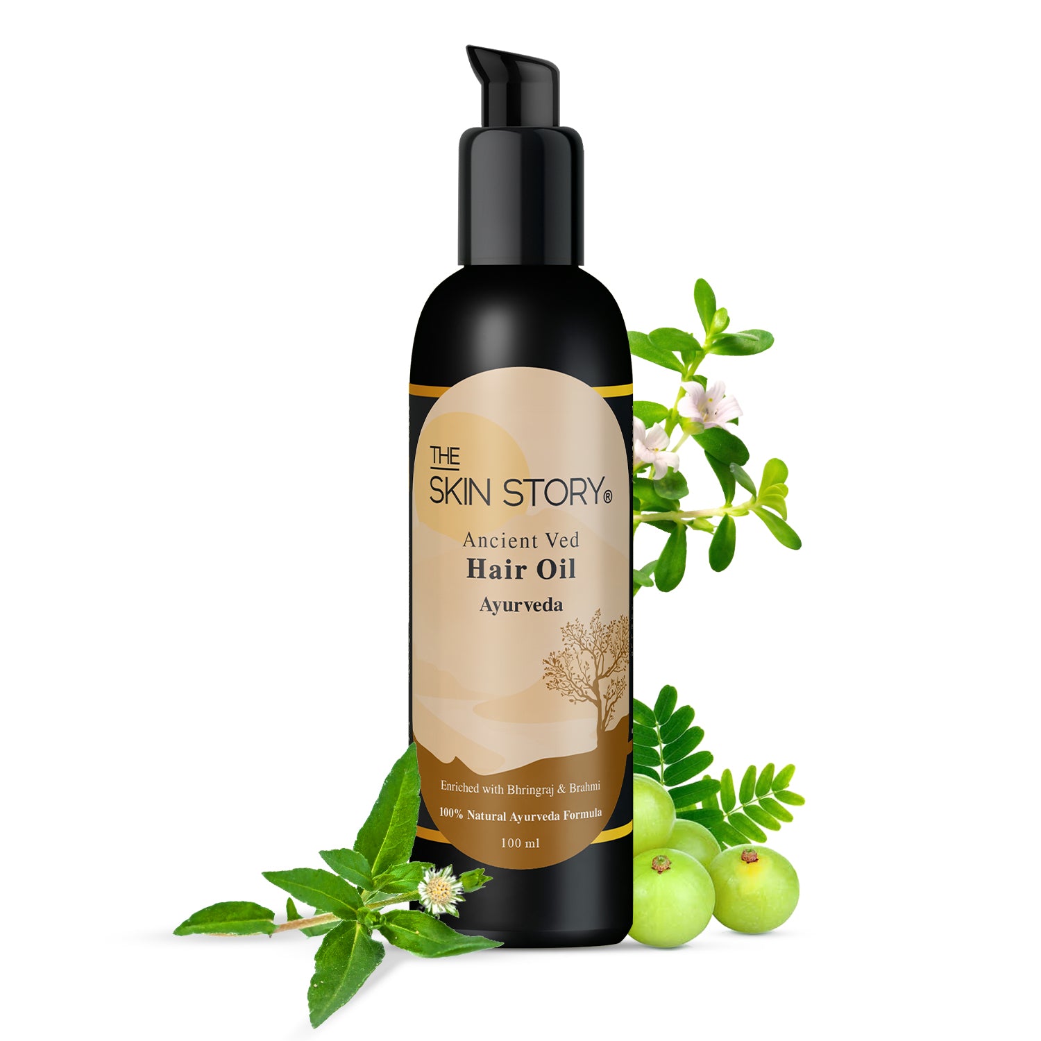 Ayurvedic Hair Growth Oil Strengthens Roots & Promotes Healthy Hair Amla, Brahmi & Bhringraj 100ml