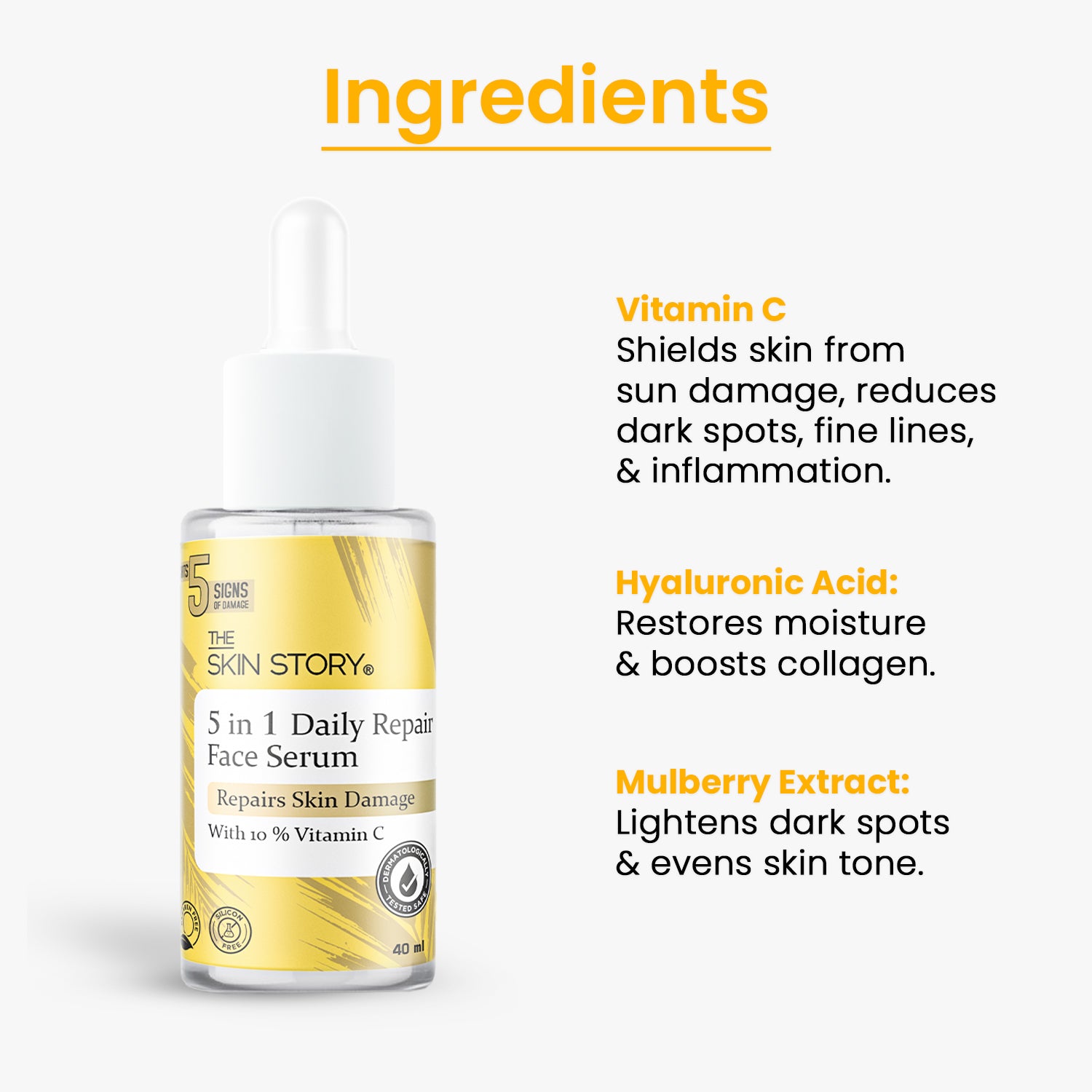 5 in 1 Daily Repair Face Serum | Repairs Skin Damage | 10% Vitamin C | 40ml