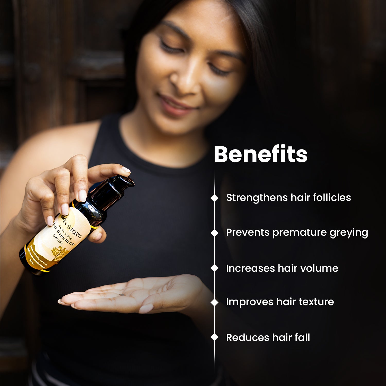 Ayurvedic Hair Growth Oil Strengthens Roots & Promotes Healthy Hair Amla, Brahmi & Bhringraj 100ml
