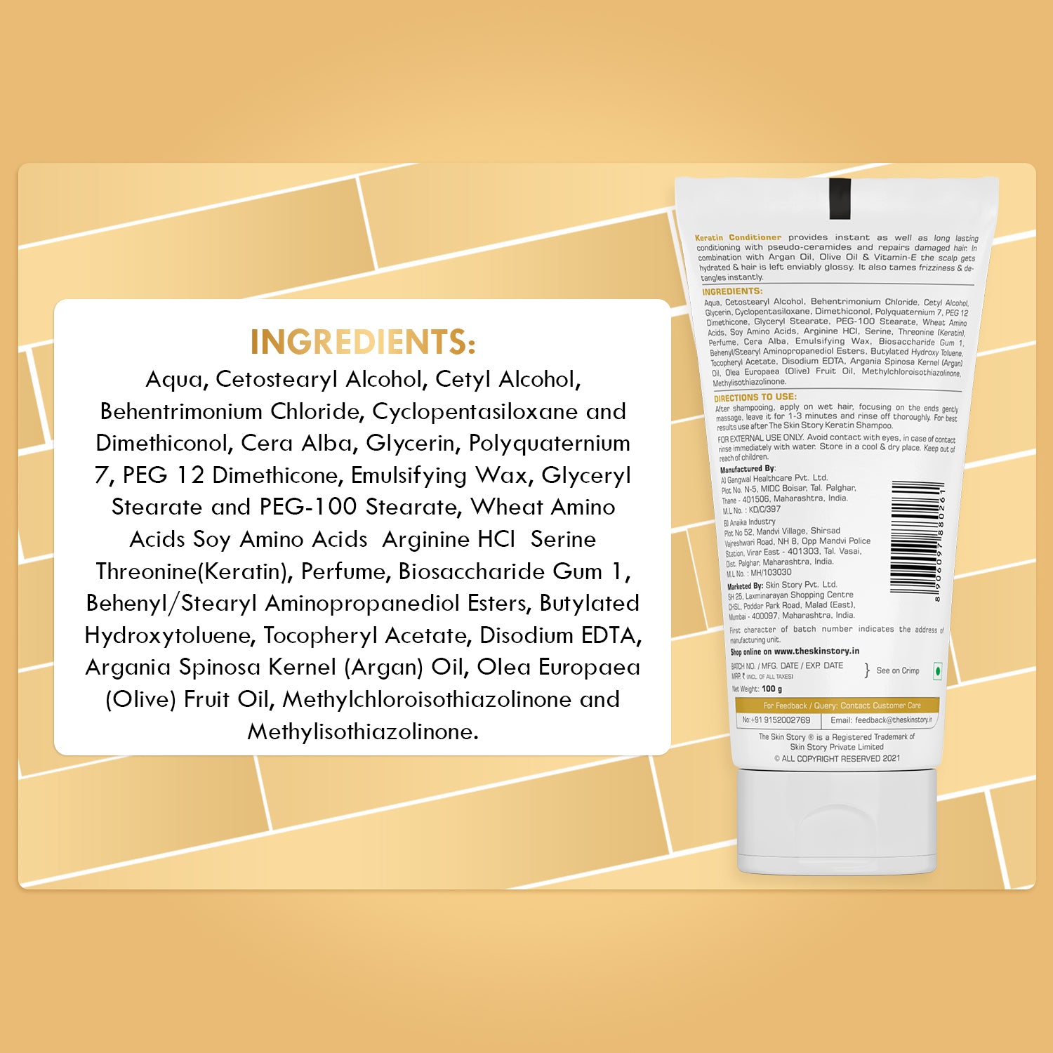 Keratin Conditioner | Strengthens & Restores Shine | Keratin & Argan Oil | 100g