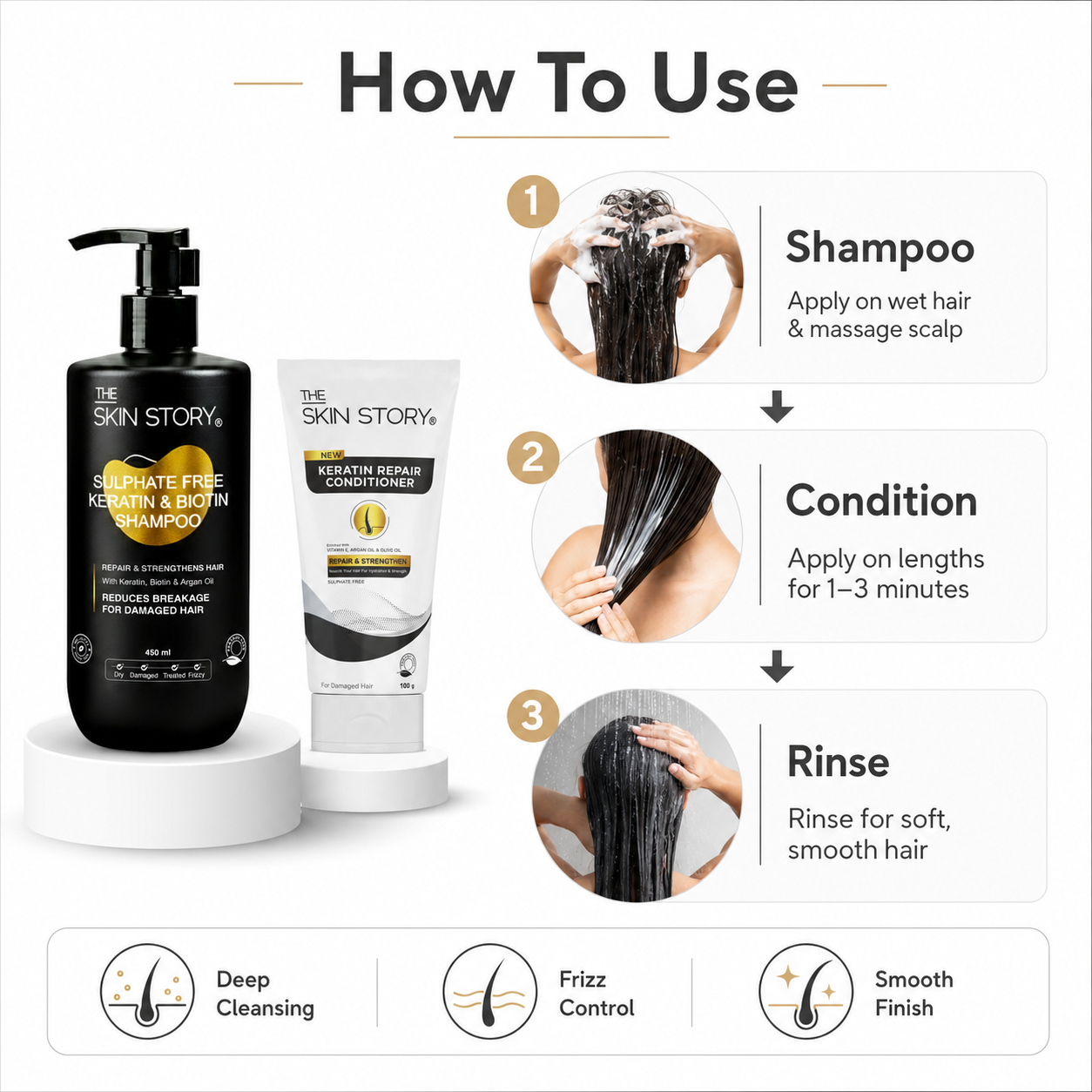 Damage Repair Combo - Sulphate Free Keratin Shampoo (450ml) + FREE Keratin Repair Conditioner (100g)