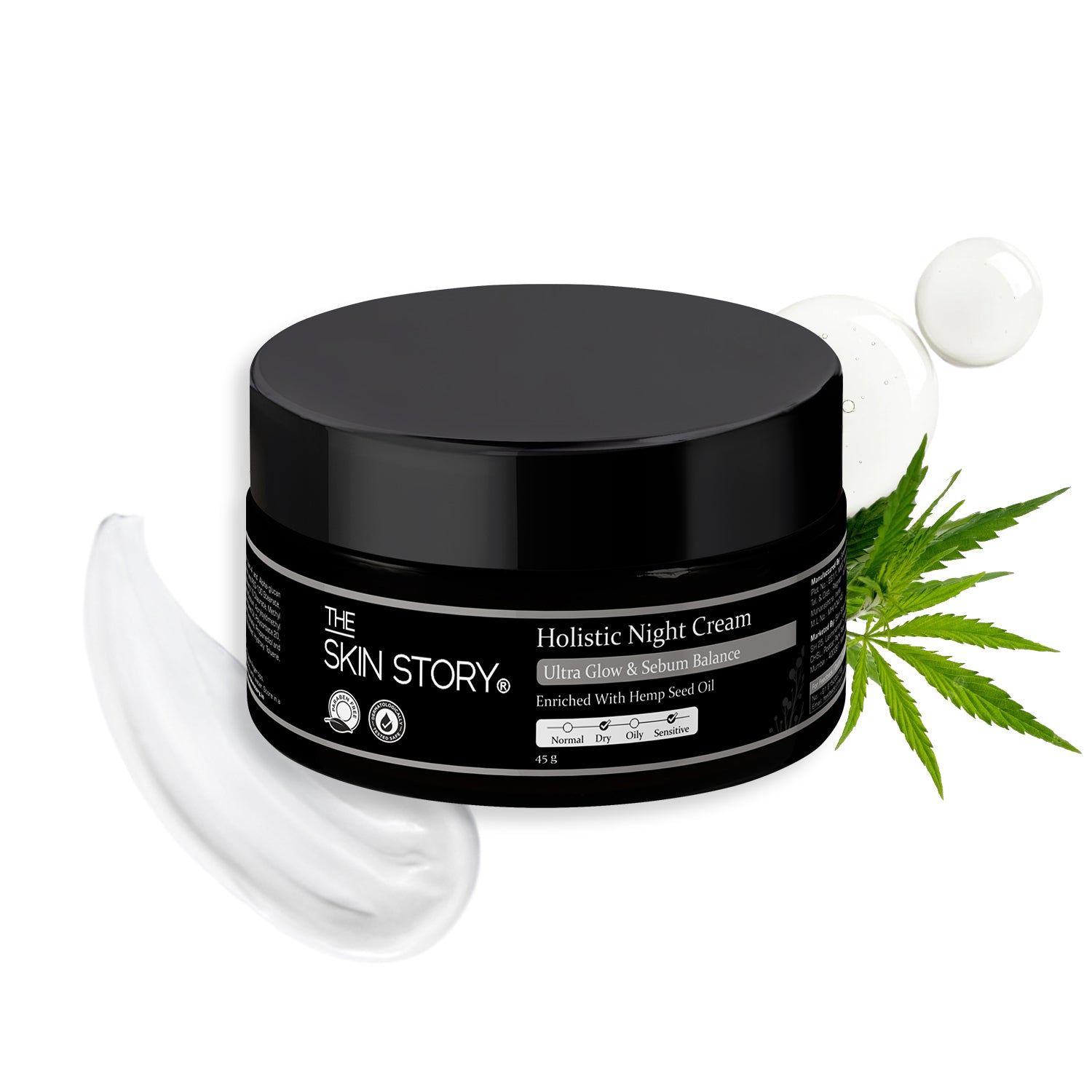 Holistic Night Cream | Ultra Glow & Sebum Control | Hemp Seed Oil | 45g