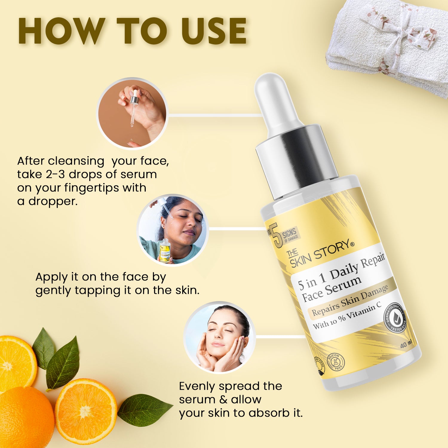 5 in 1 Daily Repair Face Serum | Repairs Skin Damage | 10% Vitamin C | 40ml