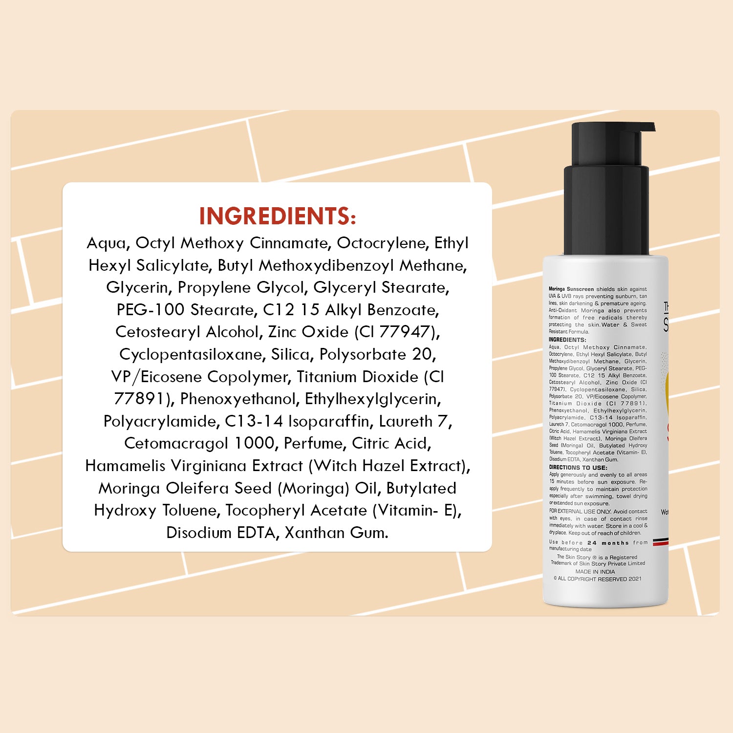 Broad Spectrum Sunscreen SPF 50 | UVA/UVB Protection & Moisture Lock | Moringa Oil | 100g