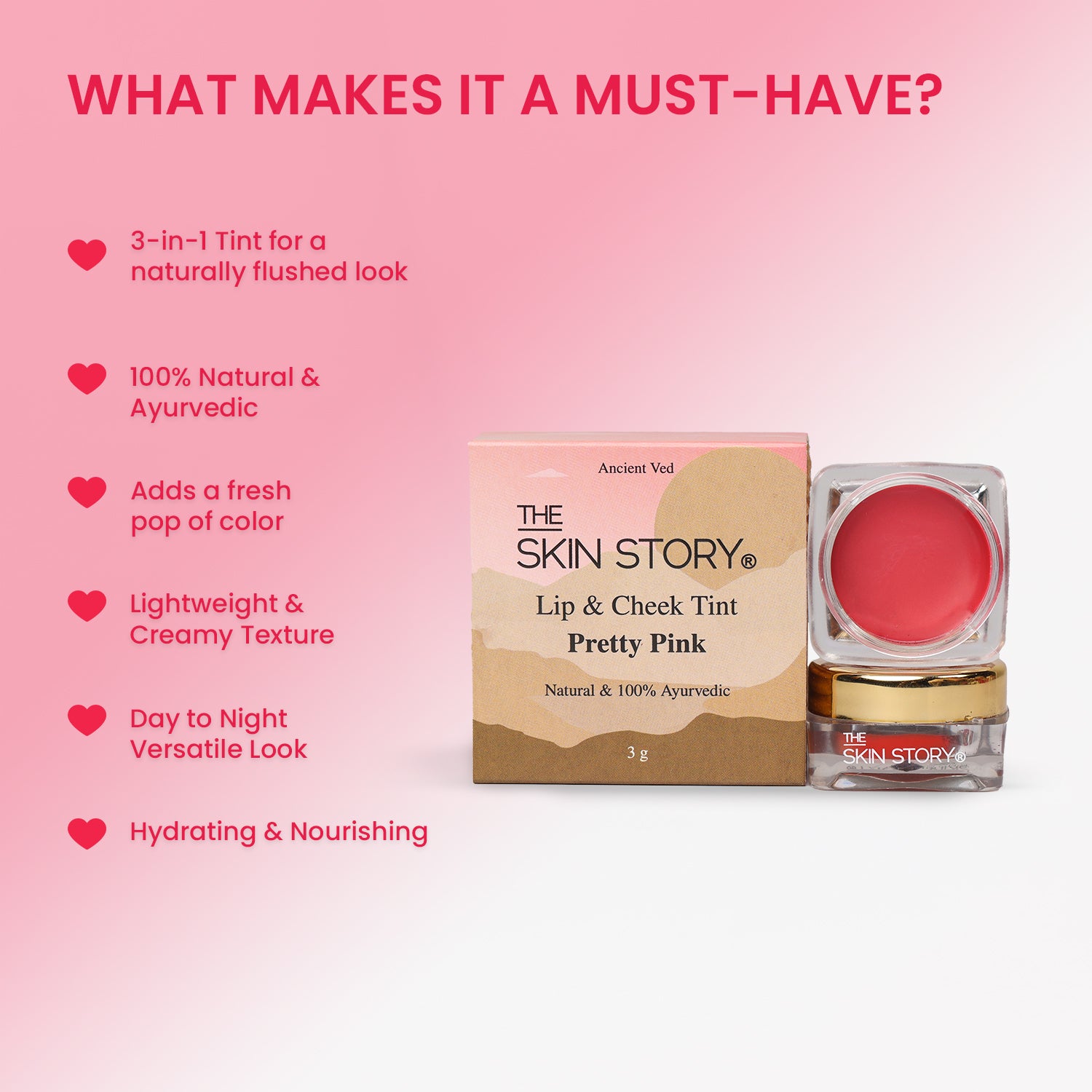 The Skin Story Lip & Cheek Tint Pretty Pink, 3g
