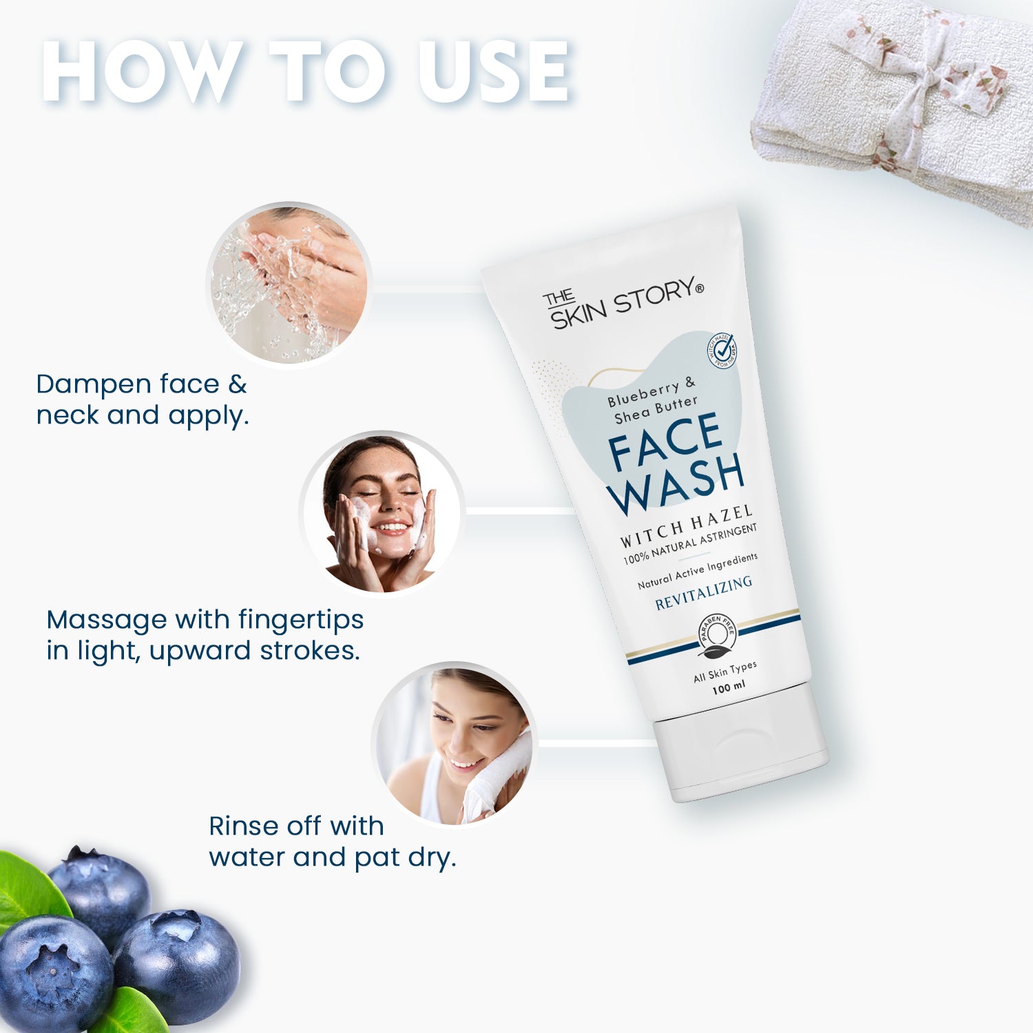 Deep Cleansing Facewash | Hydrates & Refreshes | Witch Hazel, Blueberry & Shea Butter | 100ml