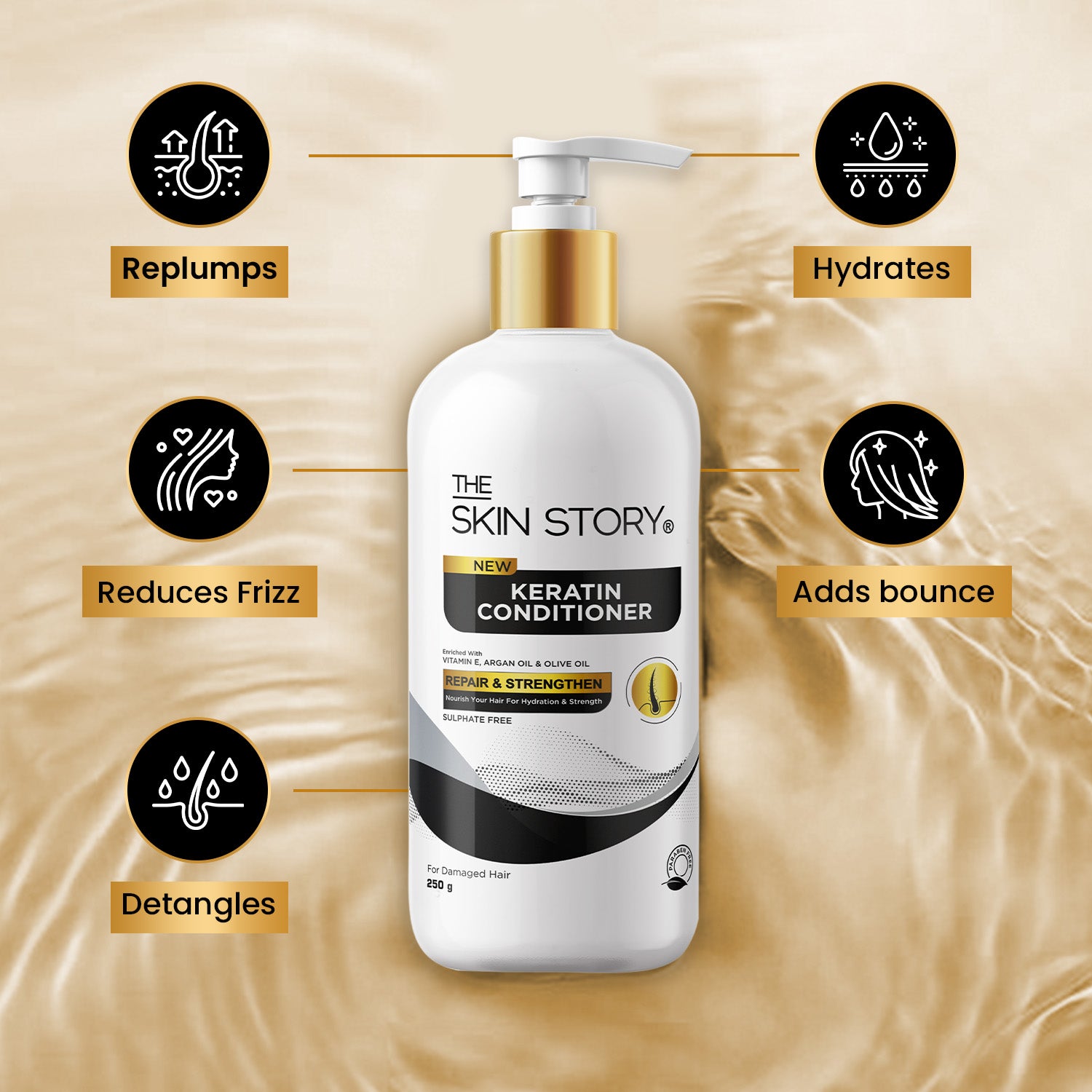 Sulphate-Free Keratin Conditioner Frizz Control & Deep Nourishment Keratin & Argan Oil 250g