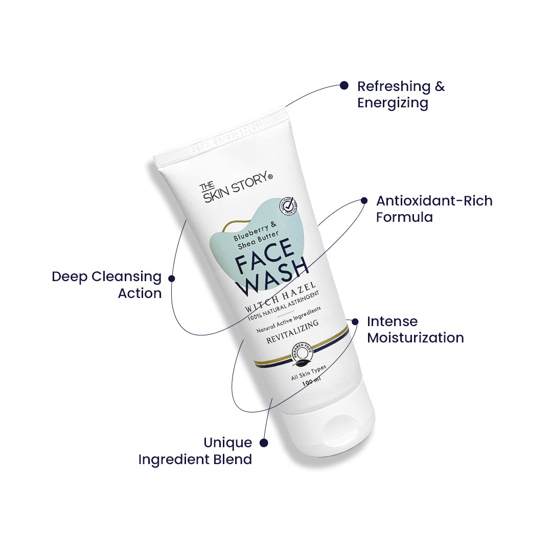 Deep Cleansing Facewash | Hydrates & Refreshes | Witch Hazel, Blueberry & Shea Butter | 100ml