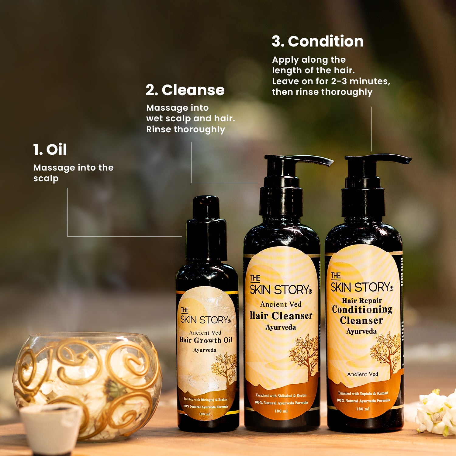 Ayurvedic Hair Growth Oil Strengthens Roots & Promotes Healthy Hair Amla, Brahmi & Bhringraj 100ml