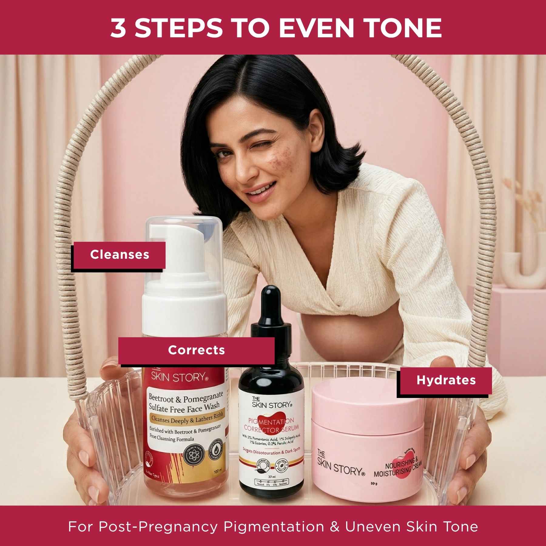 Post Pregnancy 3 steps-Facewash+Serum+Moisturising Cream
